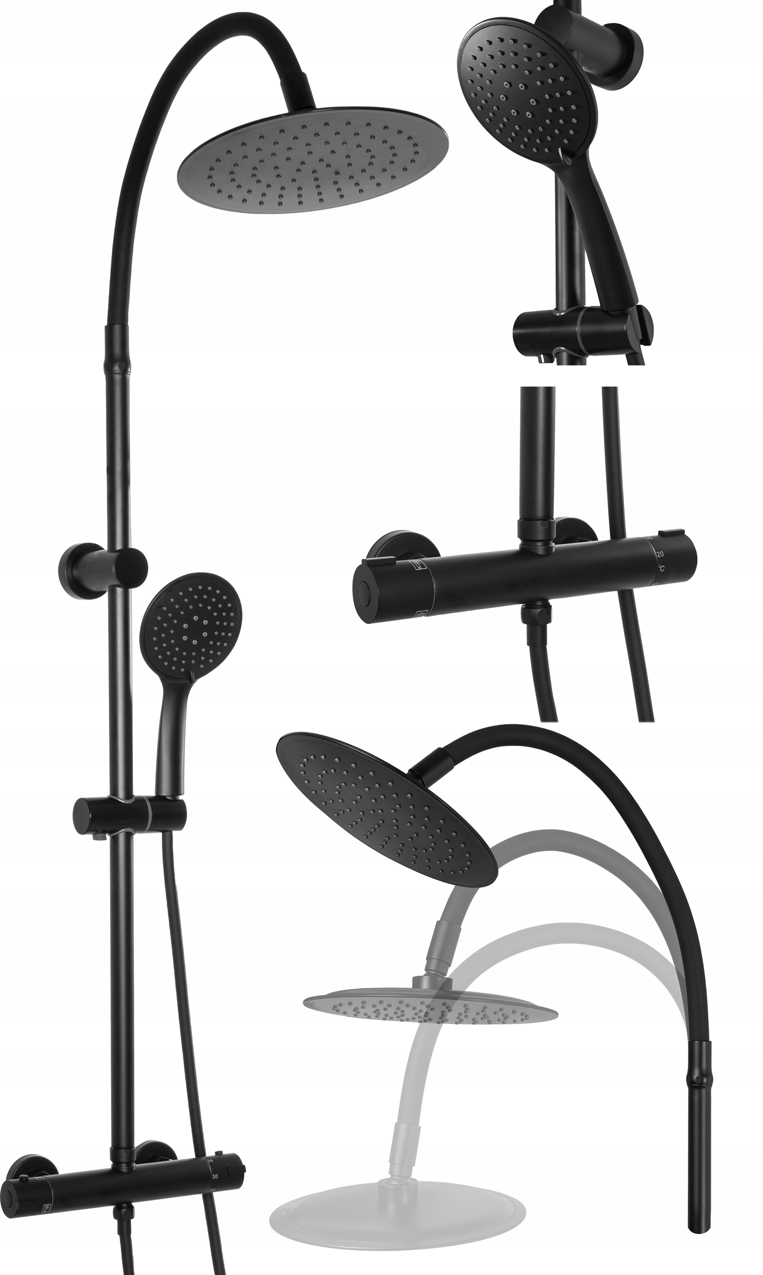 Sprchový panel -  Sprchový set Termostat Shower Black Rea