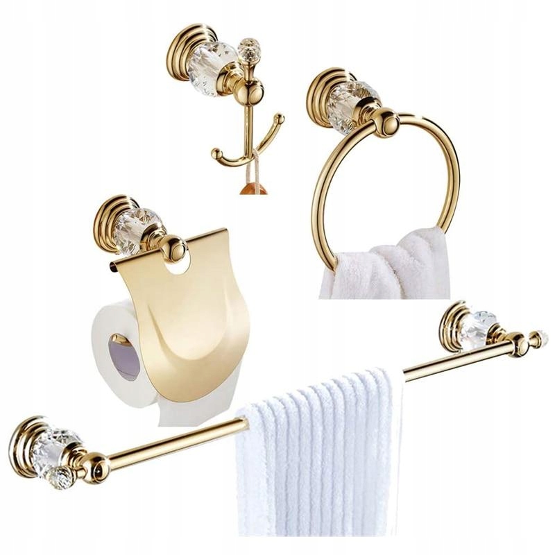 Kupelňový set doplnkov - [Sada] Zlatý vešiak z krištáľu