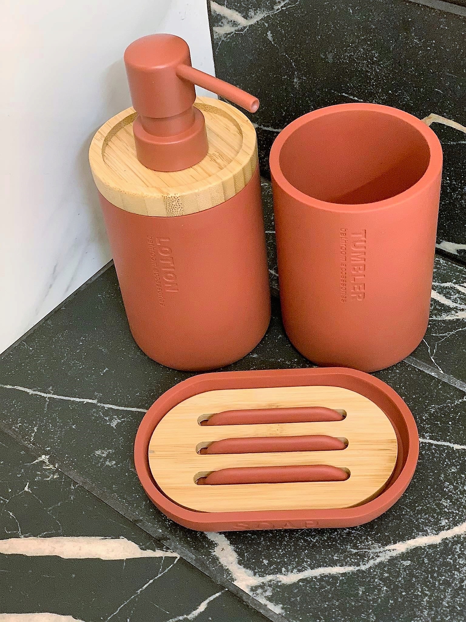 Kupelňový set doplnkov - Sada kúpeľňových doplnkov BAMBOO 3 ELEMENTS