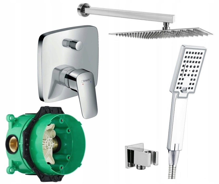 Sprchový panel - 30 cm podomietková sada s kohútikom Hansgrohe Logis
