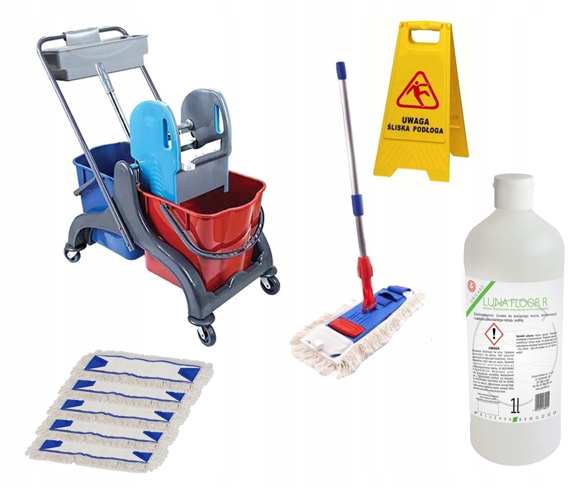 Kupelňový set doplnkov - Čistiaca sada Prepravné vozíky Mop Tabuľa Tekutina