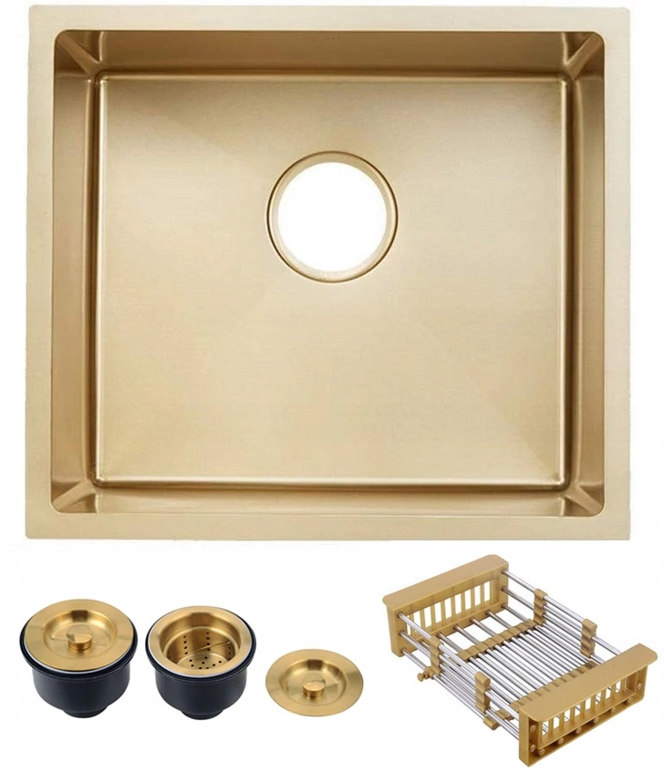 Závesný drez Quadro Gold v zlatej farbe