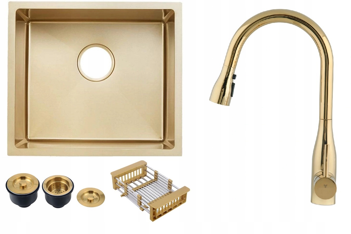 Závesný drez Quadro Gold zlatá + batéria