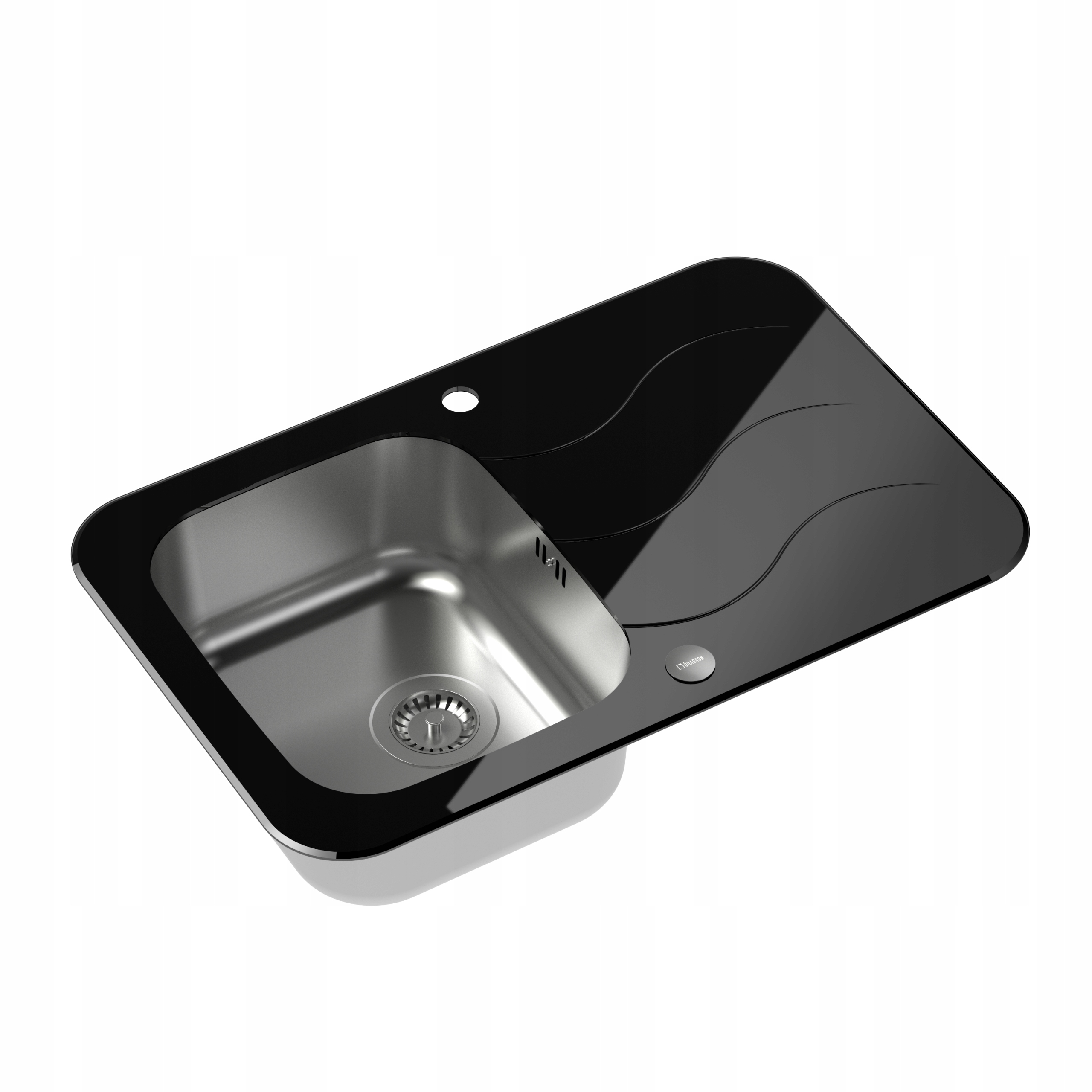 Sklenený drez Glen 211 Black / Steel QUADRON