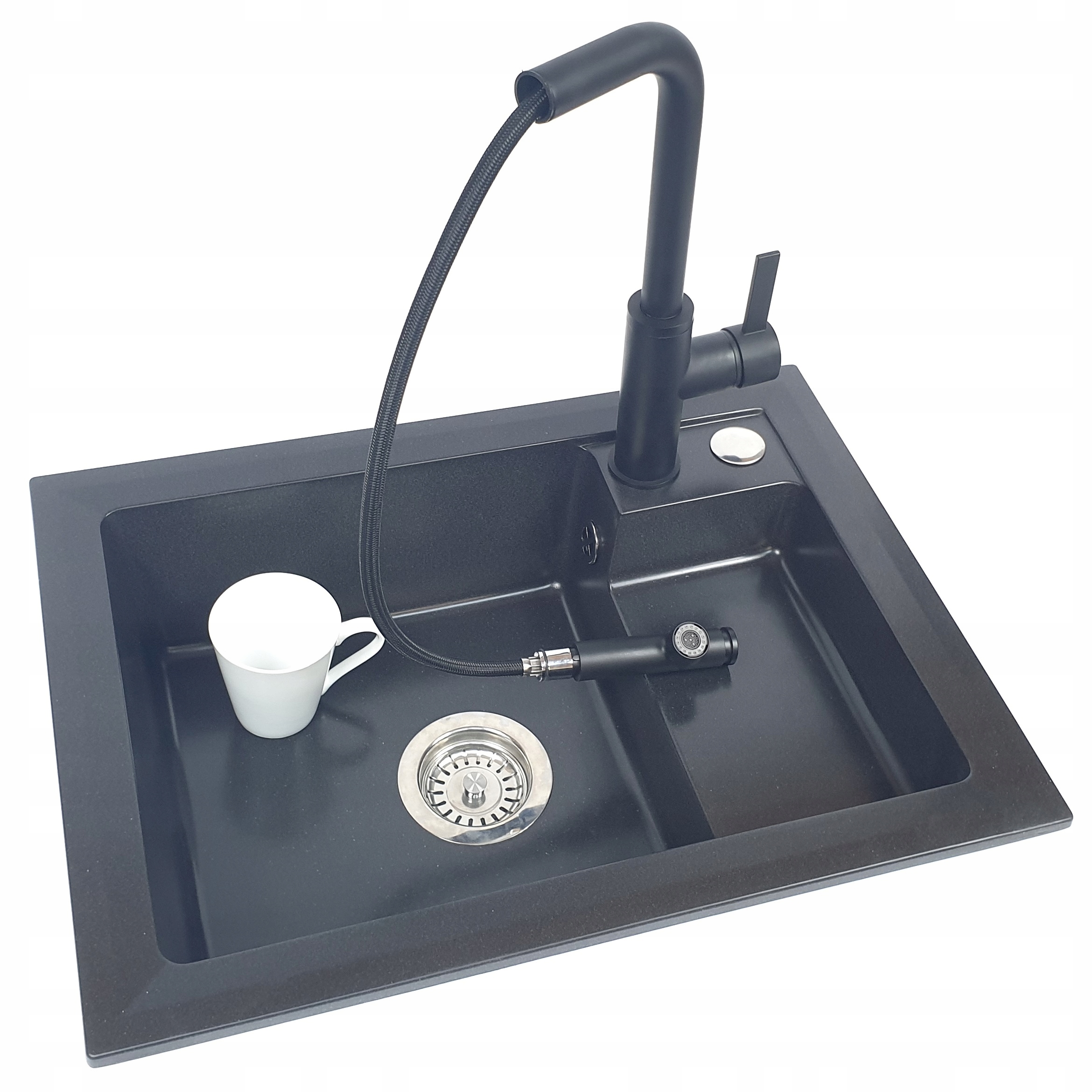 SADA granitový drez 60 + čierny VYBERATELNÁ BATÉRIA
