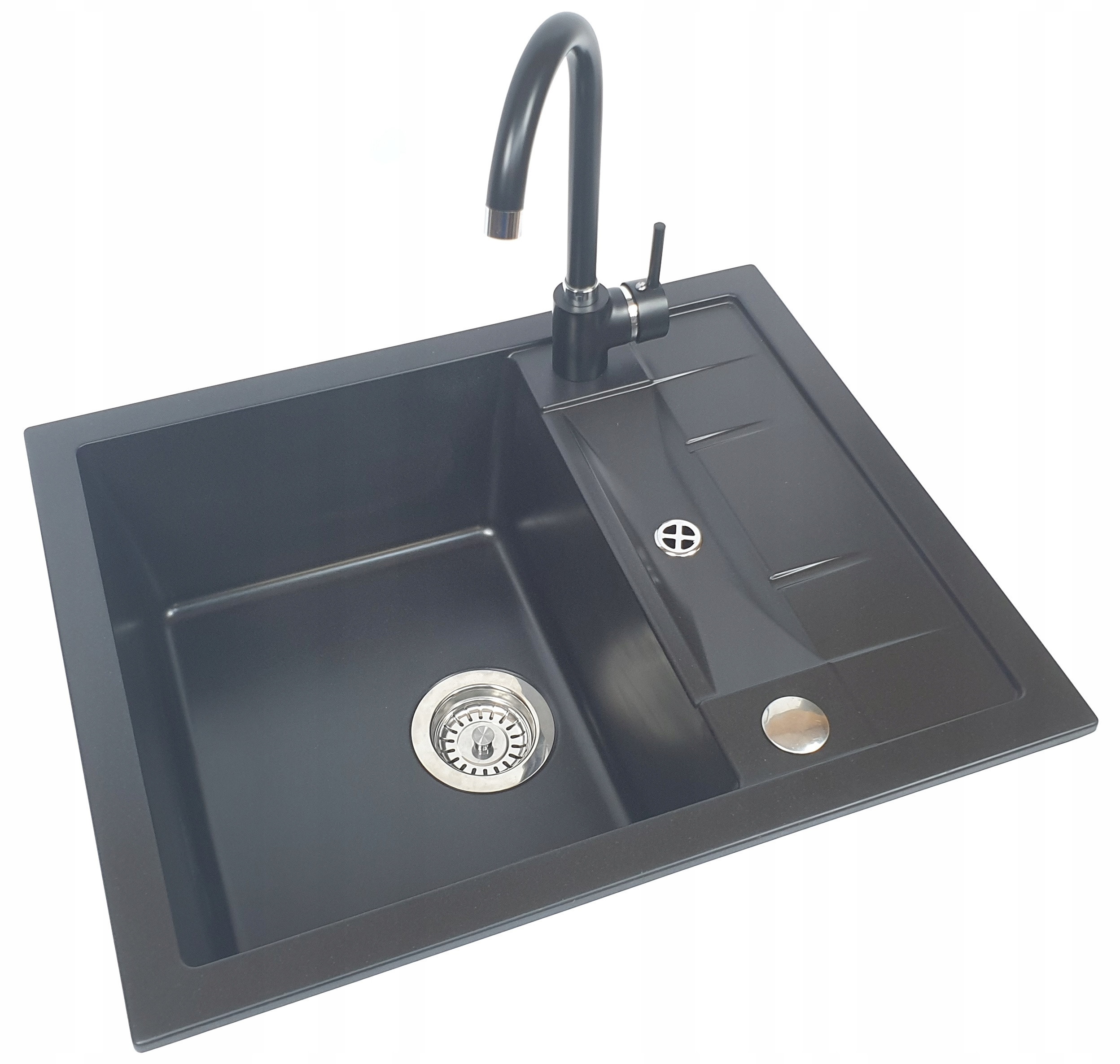 Granitový drez 50x61 + batéria + nástenný sifón