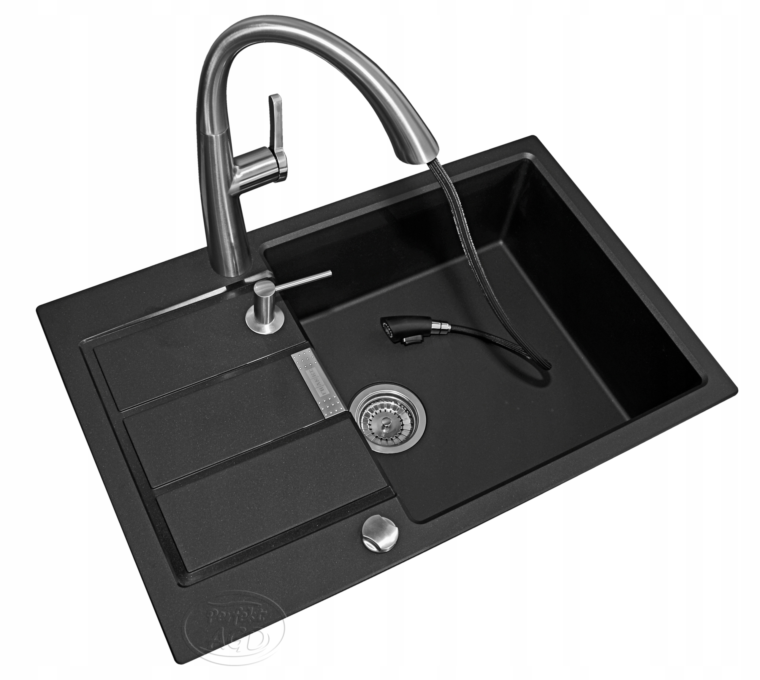 SIRIUS SINK S2D 611-78 XL ONYX + BAT. SWAN INOX + DÁVKOVANIE