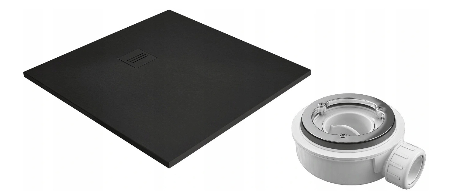 Čierna sprchová vanička Kyntos C Black 100x100 + sifón