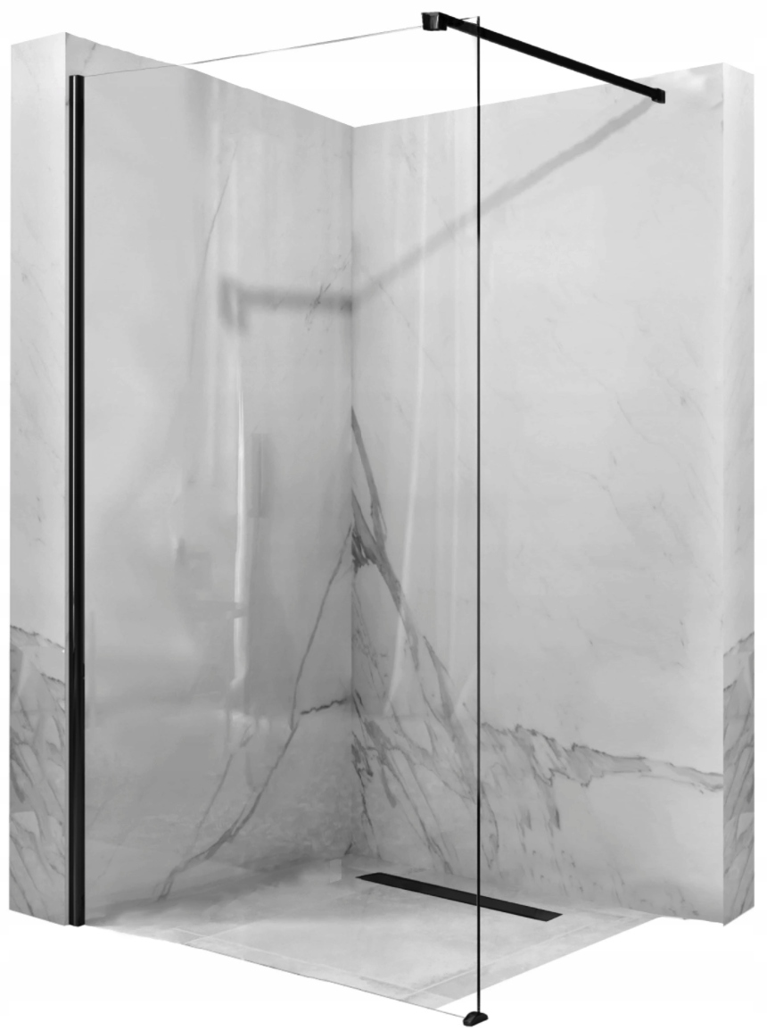 Sprchové dvere - Sprchová stena čierna mat 8mm 120x195 CM REA