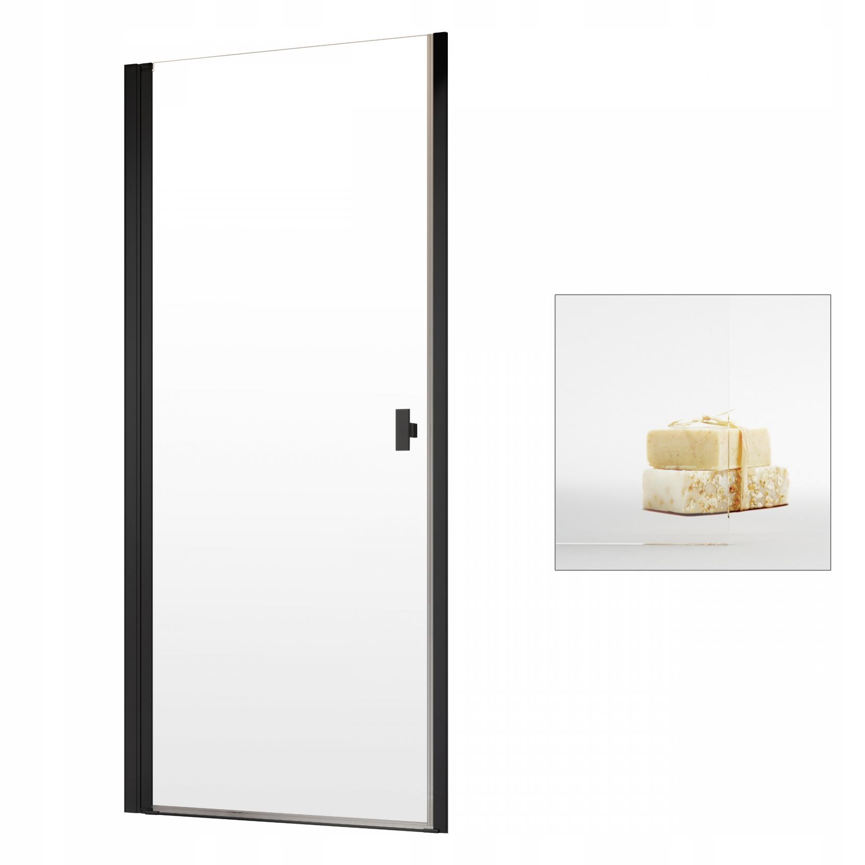 Sprchové dvere - RADAWAY Nes Black DWJ 90 L Sklenené dvere UltraClear