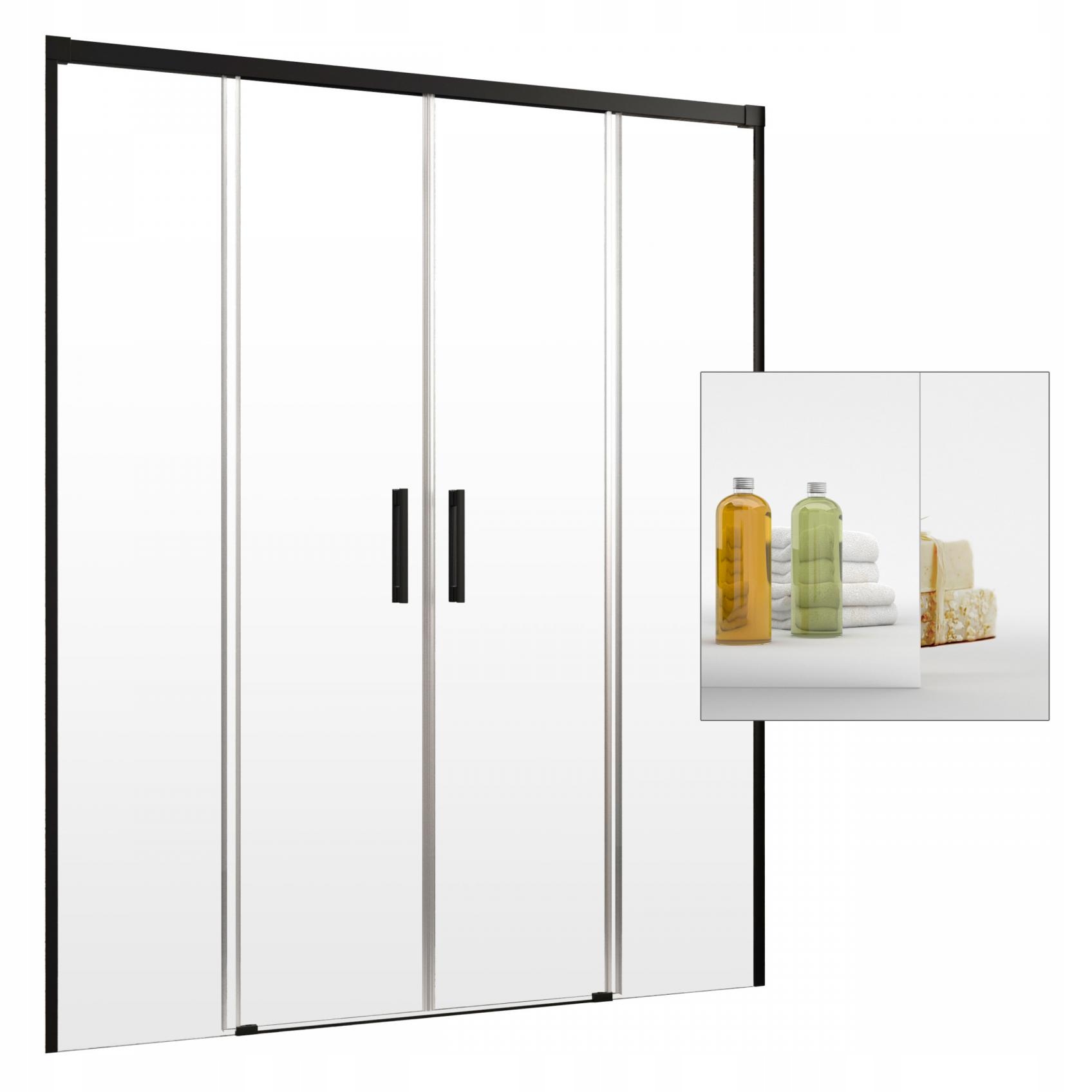 Sprchové dvere - RADAWAY Idea Black DWD 150 zrkadlové zapustené dvere