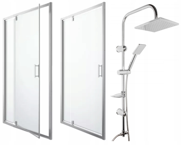 Sprchové dvere - Výklopné sprchové dvere 120 cm 8 mm + dažďová sprcha