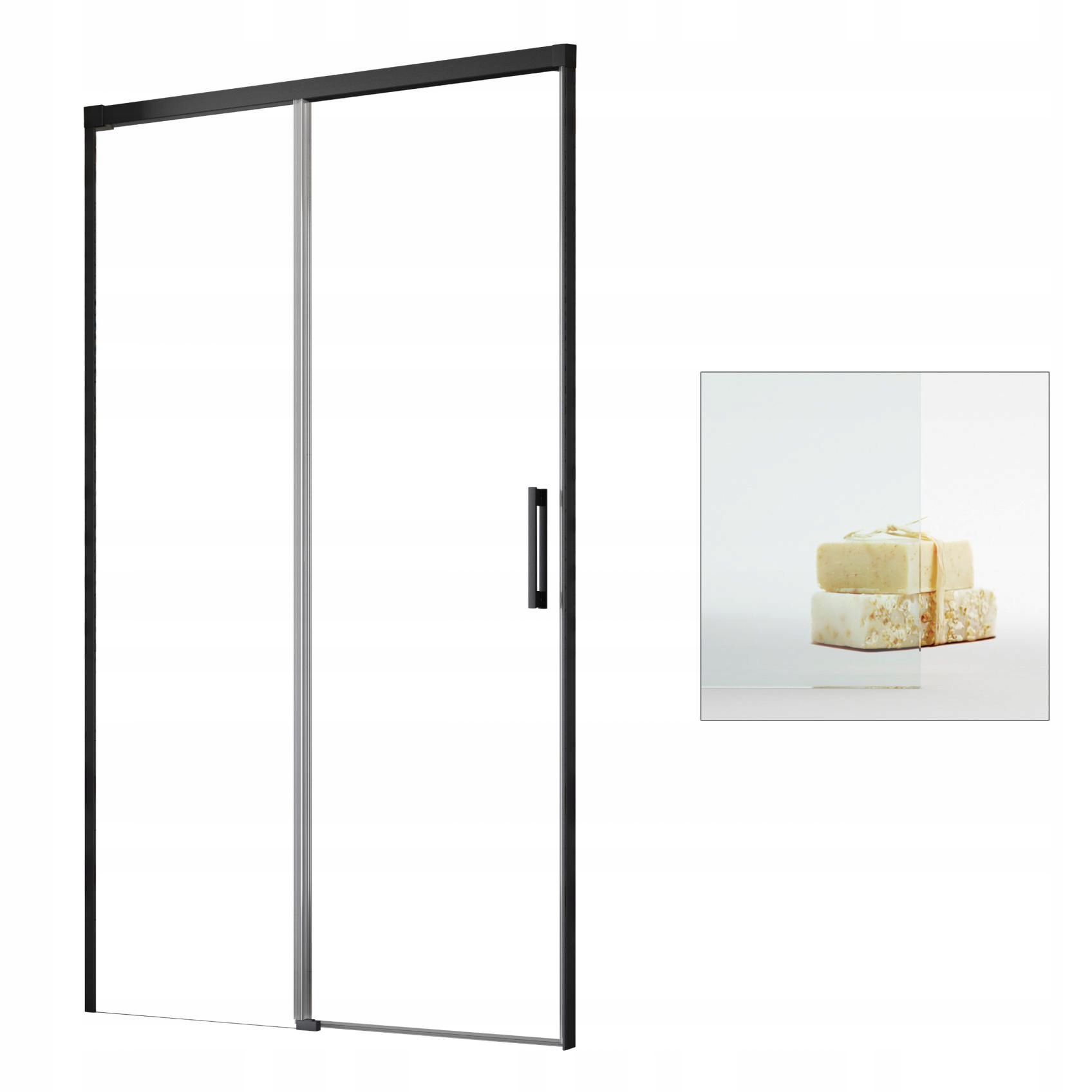 Sprchové dvere - RADAWAY Idea Black DWJ 140 L zapustené dvere čisté