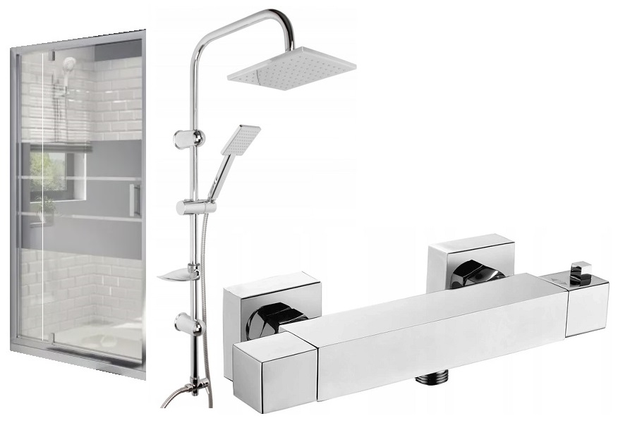 Sprchové dvere - Sprchové dvere 140 cm faucetový termostat sprchový