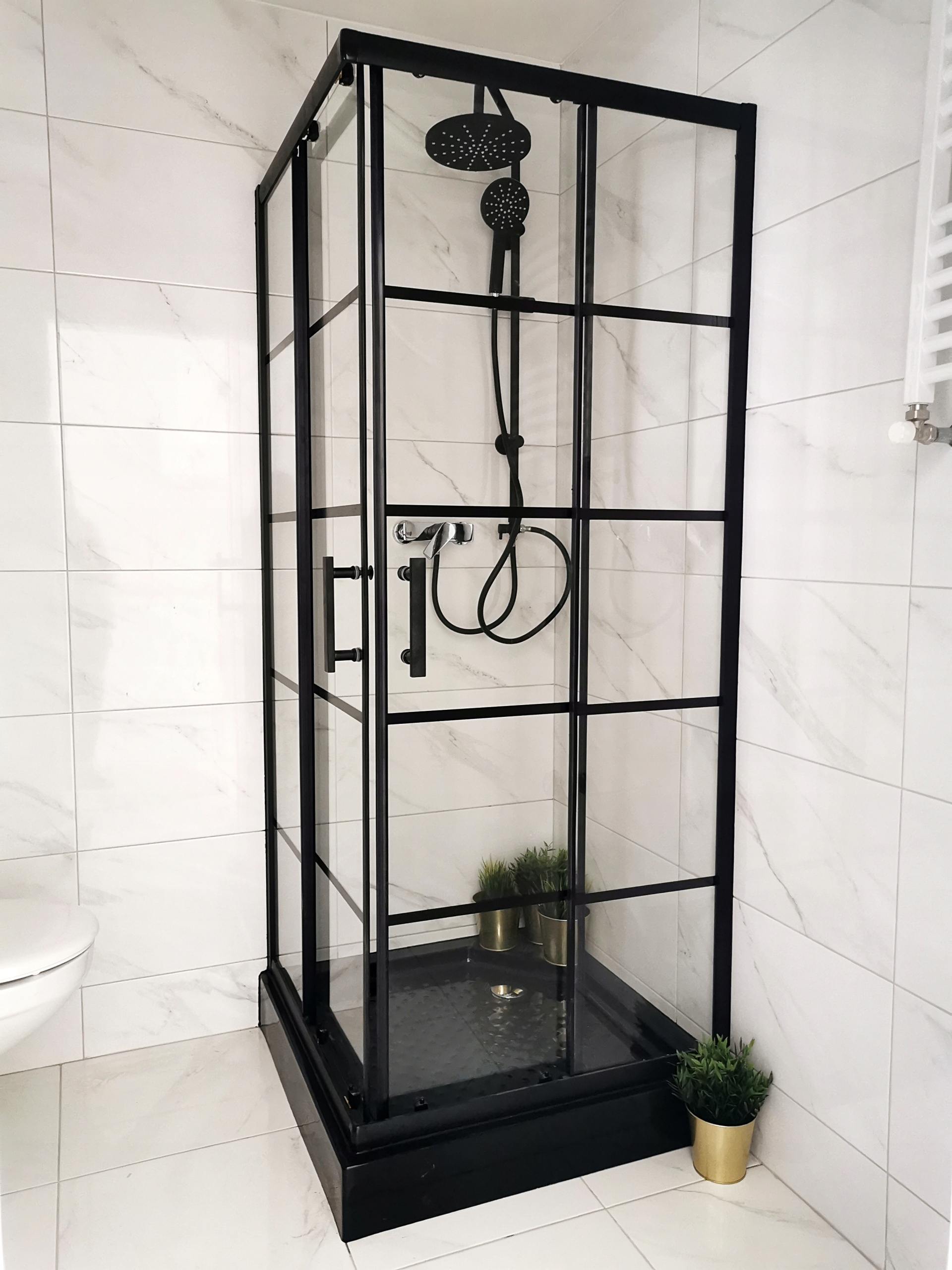 Sprchový kút - BLACK LOFT čierny priemyselný sprchovací kút