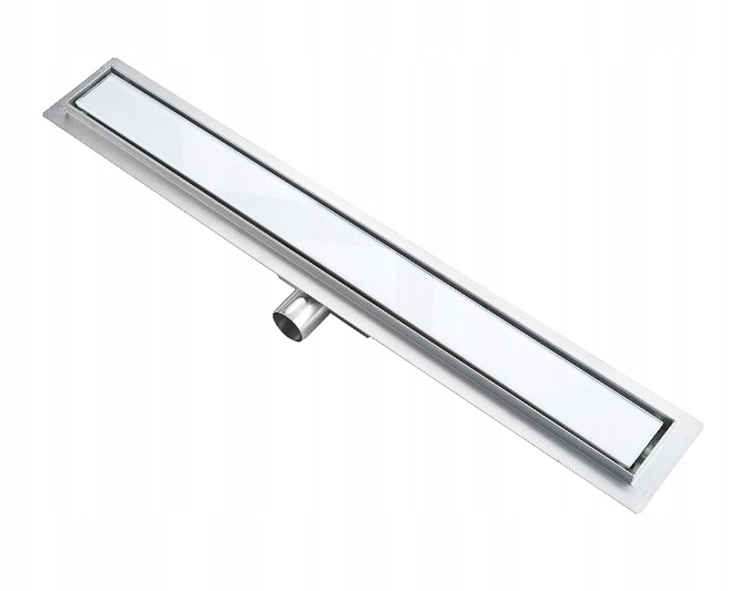 Sprchový žľab - LINEÁRNE ODVODNENIE štíhle BIELE SKLO 90 cm