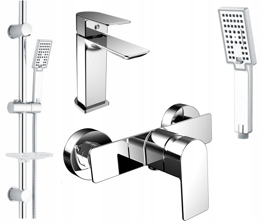 Sprchový panel - CUBIC sada 3 F + sprcha + umývadlová batéria