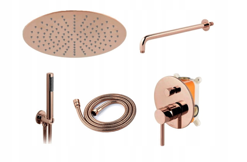 Sprchový panel - Dažďová sprcha 25 cm. ÚČINOK ROSE GOLD / MEĎ
