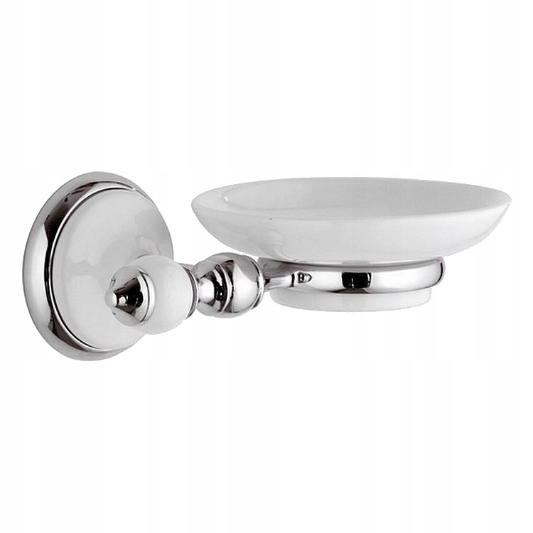 Mydlenička - Misa na guľaté mydlo EPOCA. Chróm, porcelán. Retro