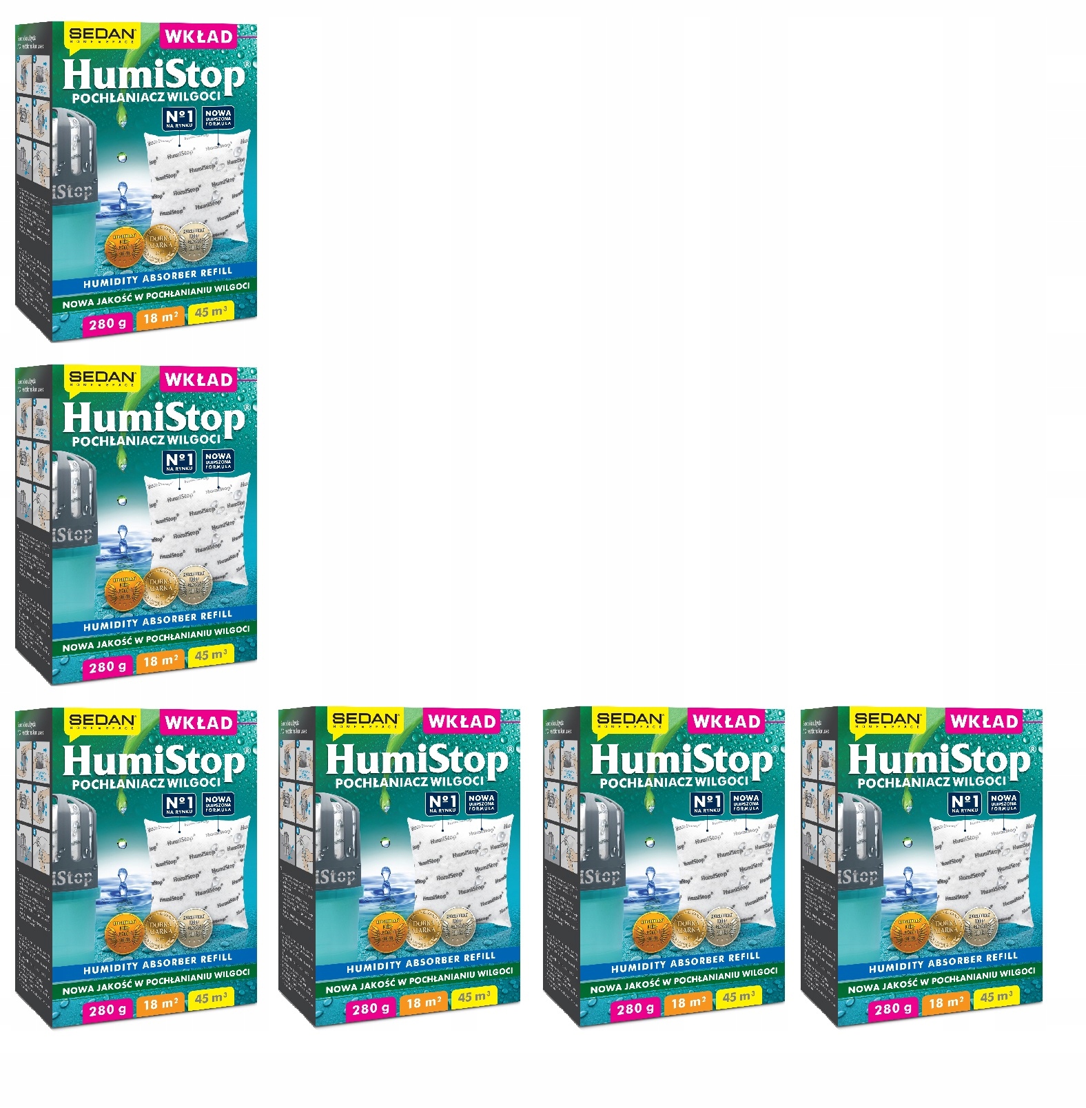 Odvlhčovač vzduchu - 6 x náplň HUMISTOP absorbéra vlhkosti, 280 g