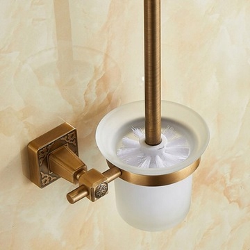 WC kefa - Starozlatá mosadzná retro toaletná kefa
