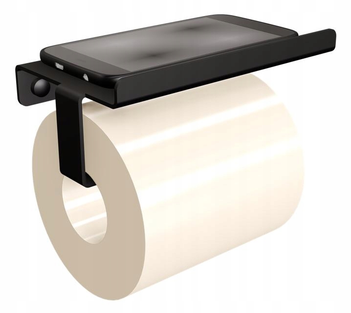 Držiak papiera Držiak na toaletný papier čierny s poličkou