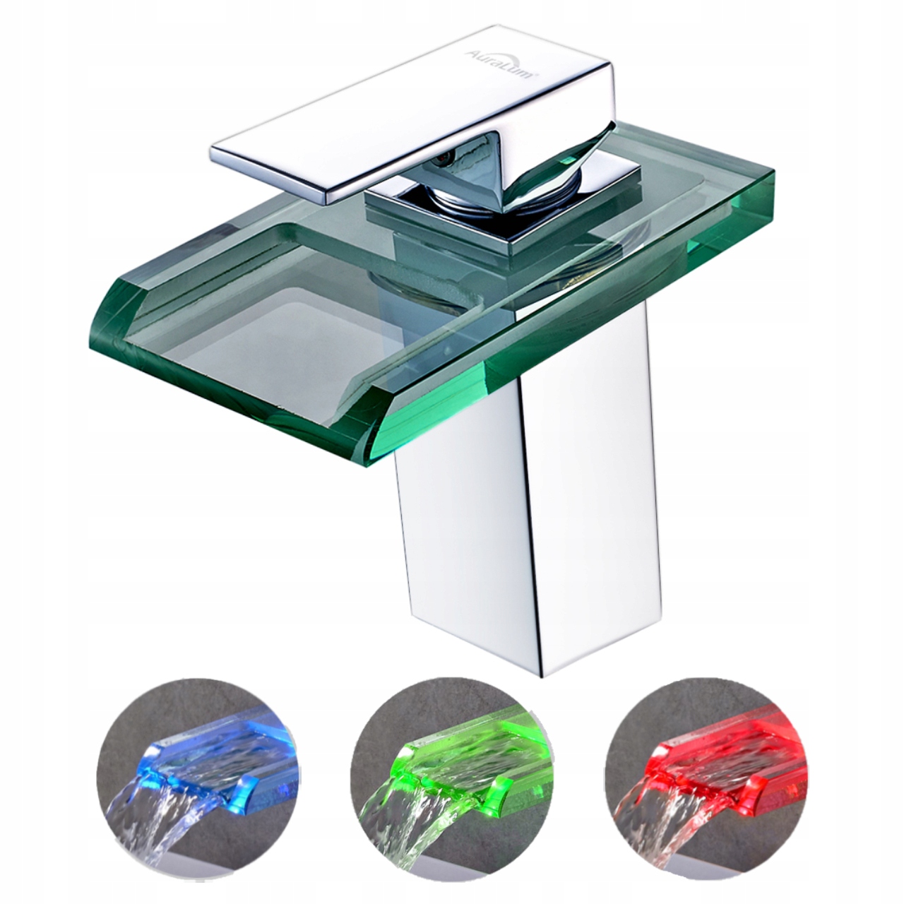 Umyvadlová batéria - Waterfall Basin Mixer LED 3 Color Kran Cube