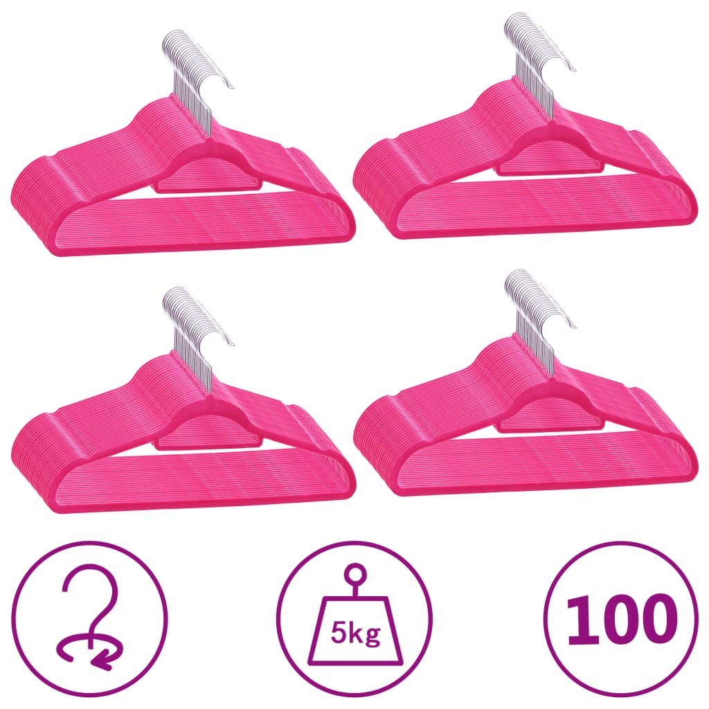 Vešiak - 100 x háčiky na oblečenie, protišmykové, ružové
