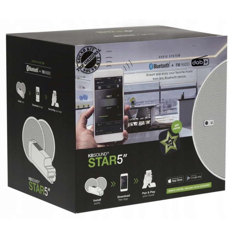 Kupelňový set doplnkov - Rádio DAB + s 5 'reproduktormi, diaľkovým ovládaním a Bluetooth