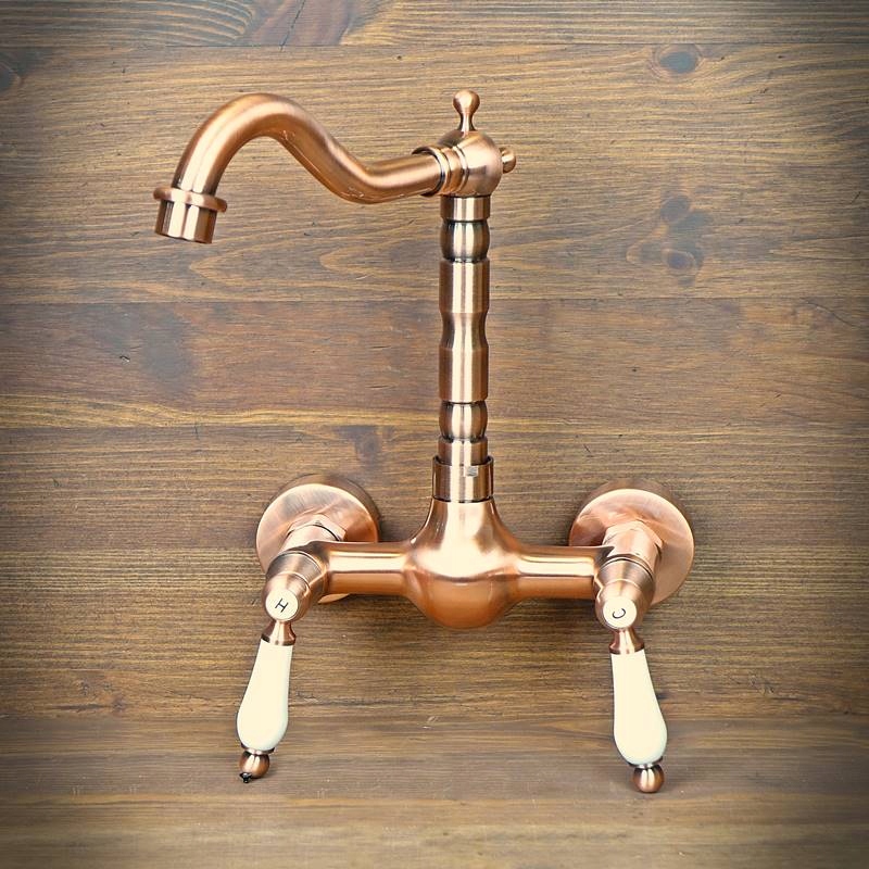 Umyvadlová batéria - Nástenná umývadlová batéria ANTIQUE BRASS