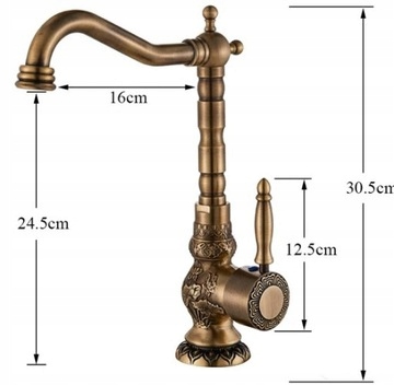 Umyvadlová batéria - Retro mosadzný kuchynský faucet s umývadlom