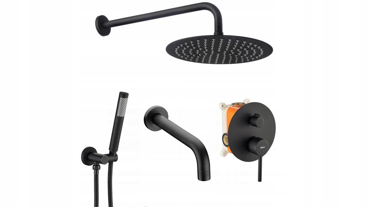 Vaňová batéria - Vaňa a sprchový set s výlevkou Lungo Black