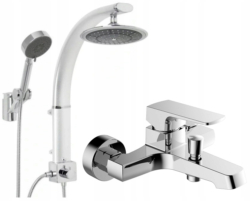Vaňová batéria - Dažďová sprcha, stĺpec, PANEL + BATHTUB CUBIC faucet
