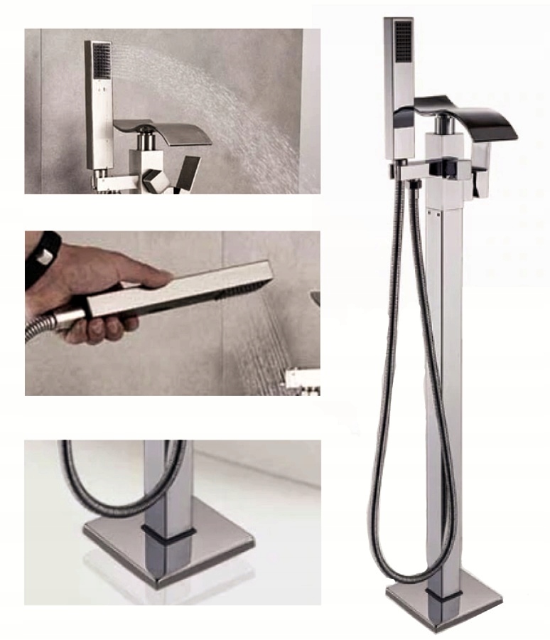 Vaňová batéria - Samostatne stojaci faucet BATHTUB CHROME WAVE vodopád