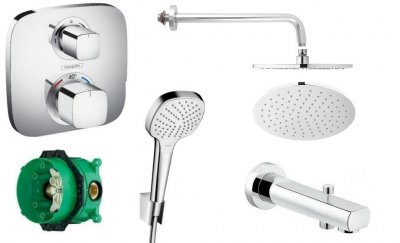 Podomietková batéria - HANSGROHE SET KÚPEĽNÝ TERMOSTAT + SPRCHOVÁ SPRCHA 25