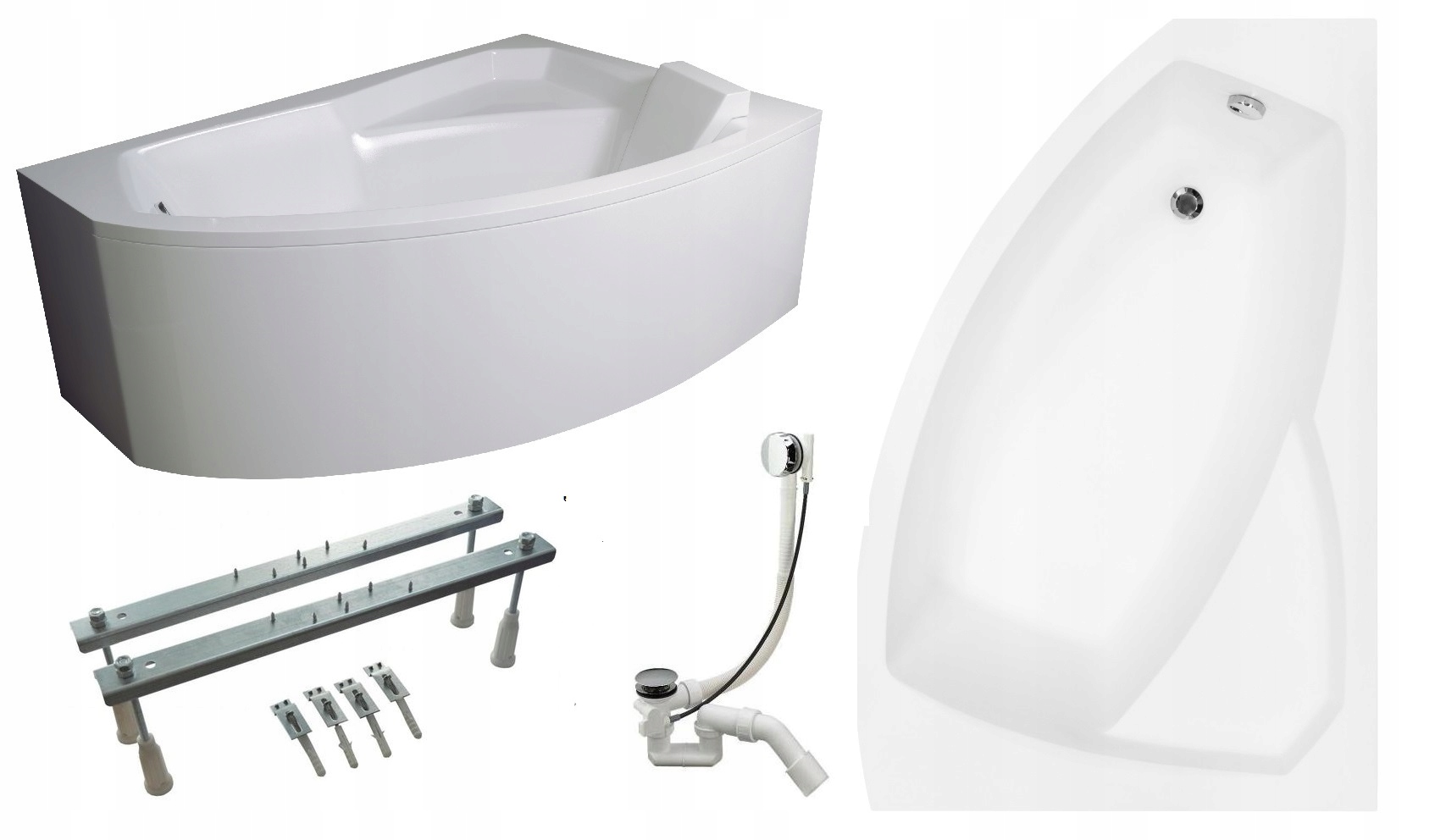 BATHTUB sifónové nohy 150x95, pravý rám