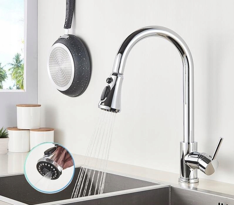Kuchynská batéria -  [Typ C Chrome] Kartáčovaný kuchynský faucet