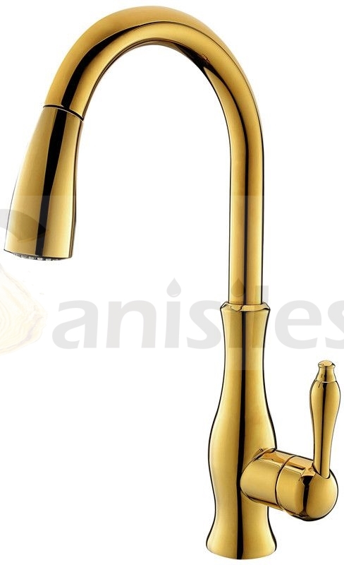 Kuchynská batéria - KUCHYNSKÝ MIEŠAČ LINDA PULL-OUT GOLD