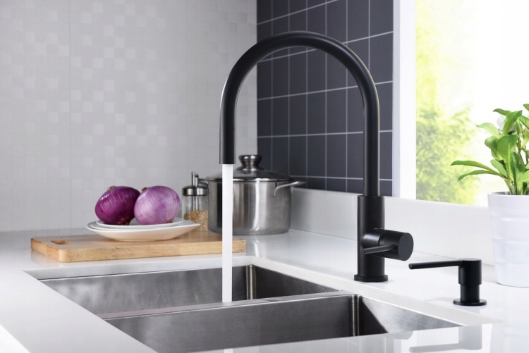 Kuchynská batéria - MAT ČIERNA KUCHYŇA faucet s výsuvným výtokom