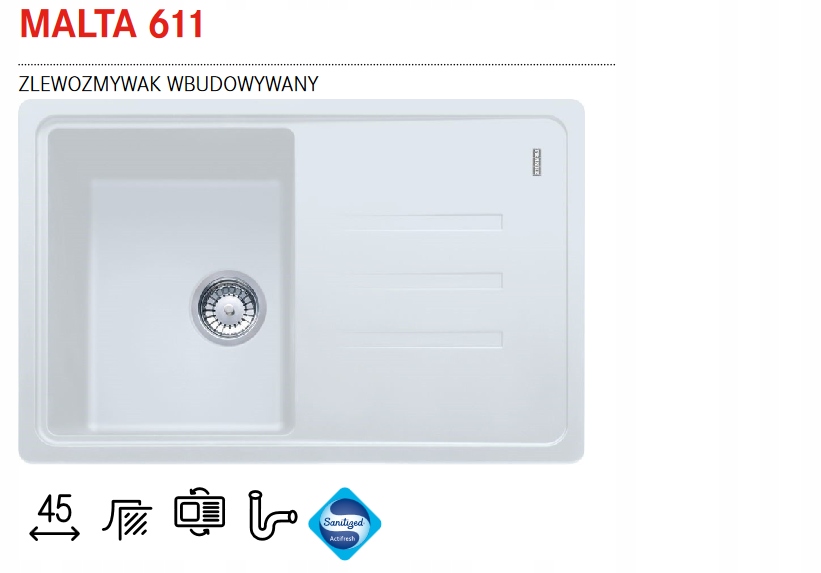 FRANKE SINK GRANITOVÁ MALTA 611 BIELA