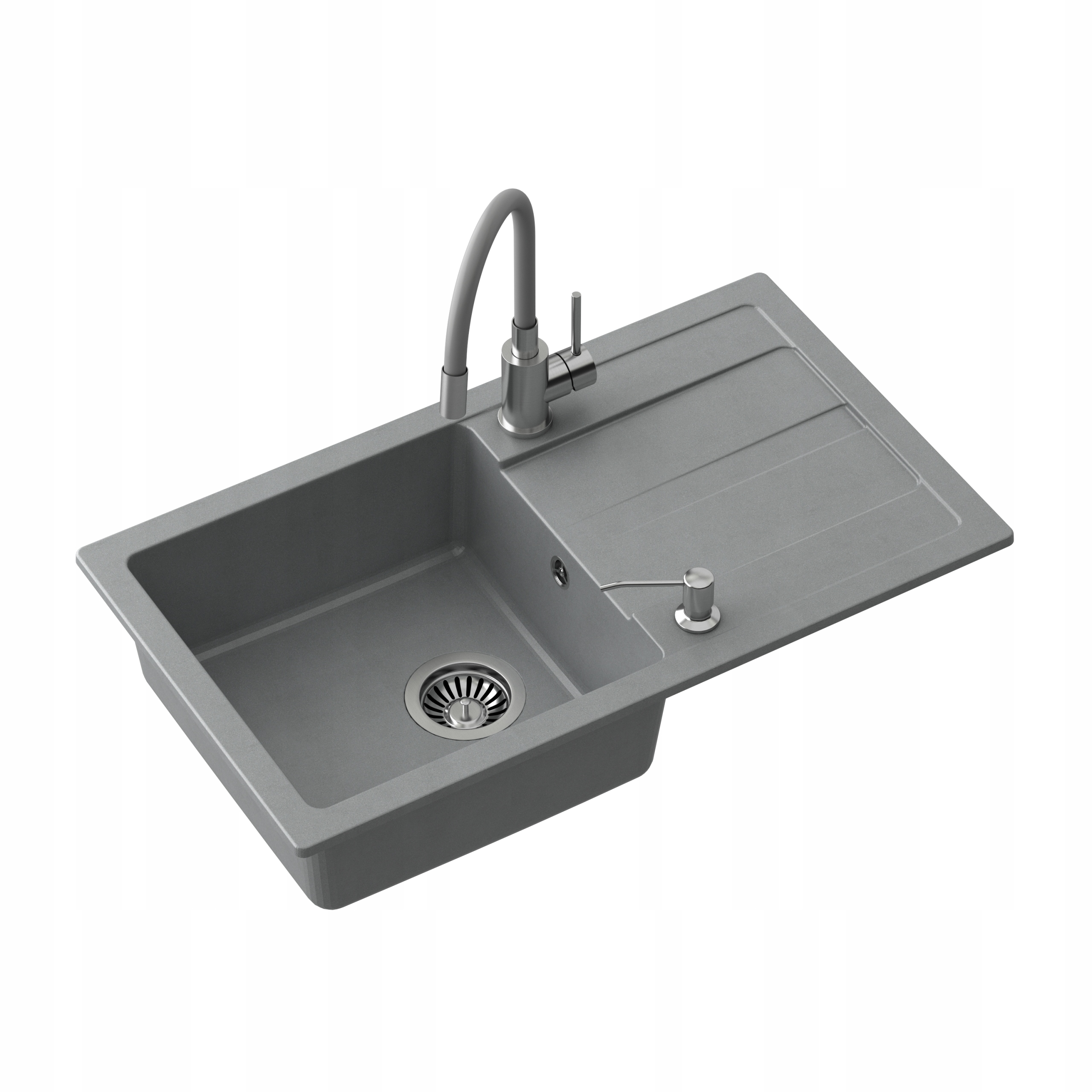 Žulové umývadlo + Bat + Doz. veľký šedý odkvapkávač