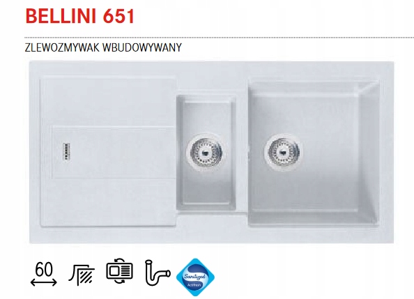 FRANKE SINK GRANIT BELLINI 651 BIELY