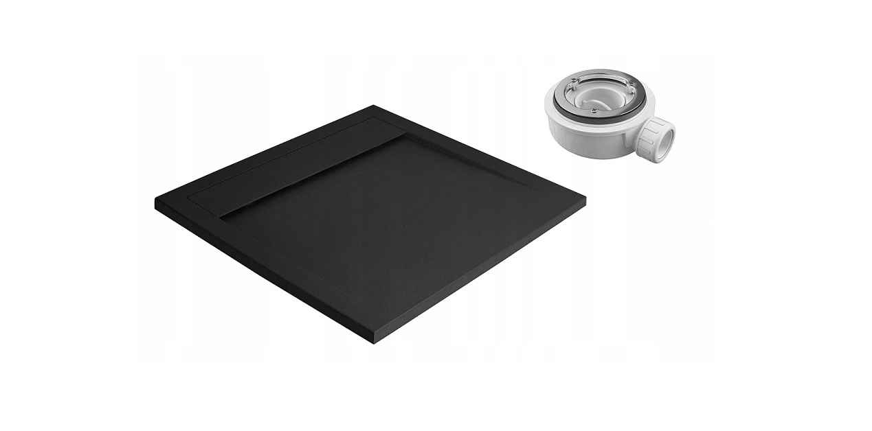 Sprchová vanička a sifón Teos C Black 90x90 čierna radaway