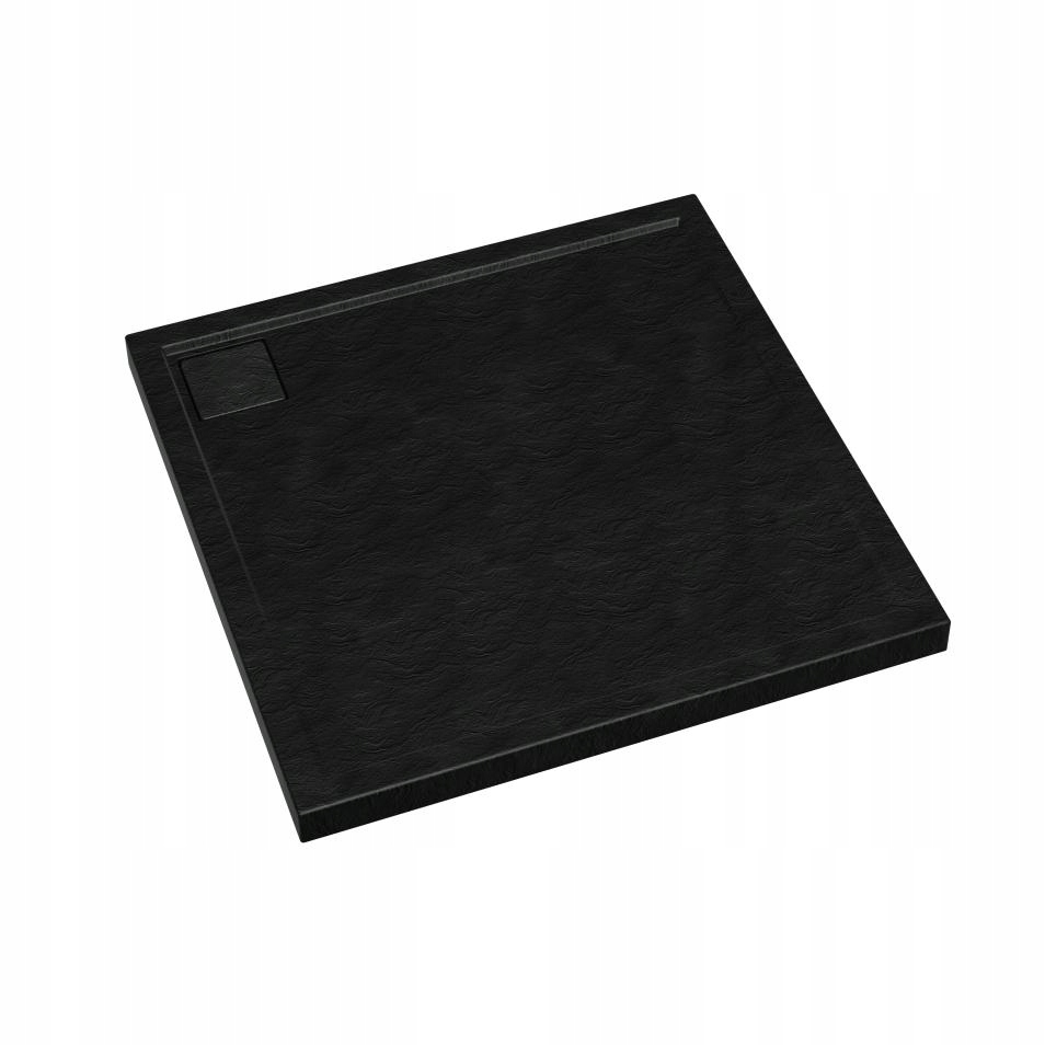Čierna plochá štvorcová sprchová vanička so sifónom 80x80cm