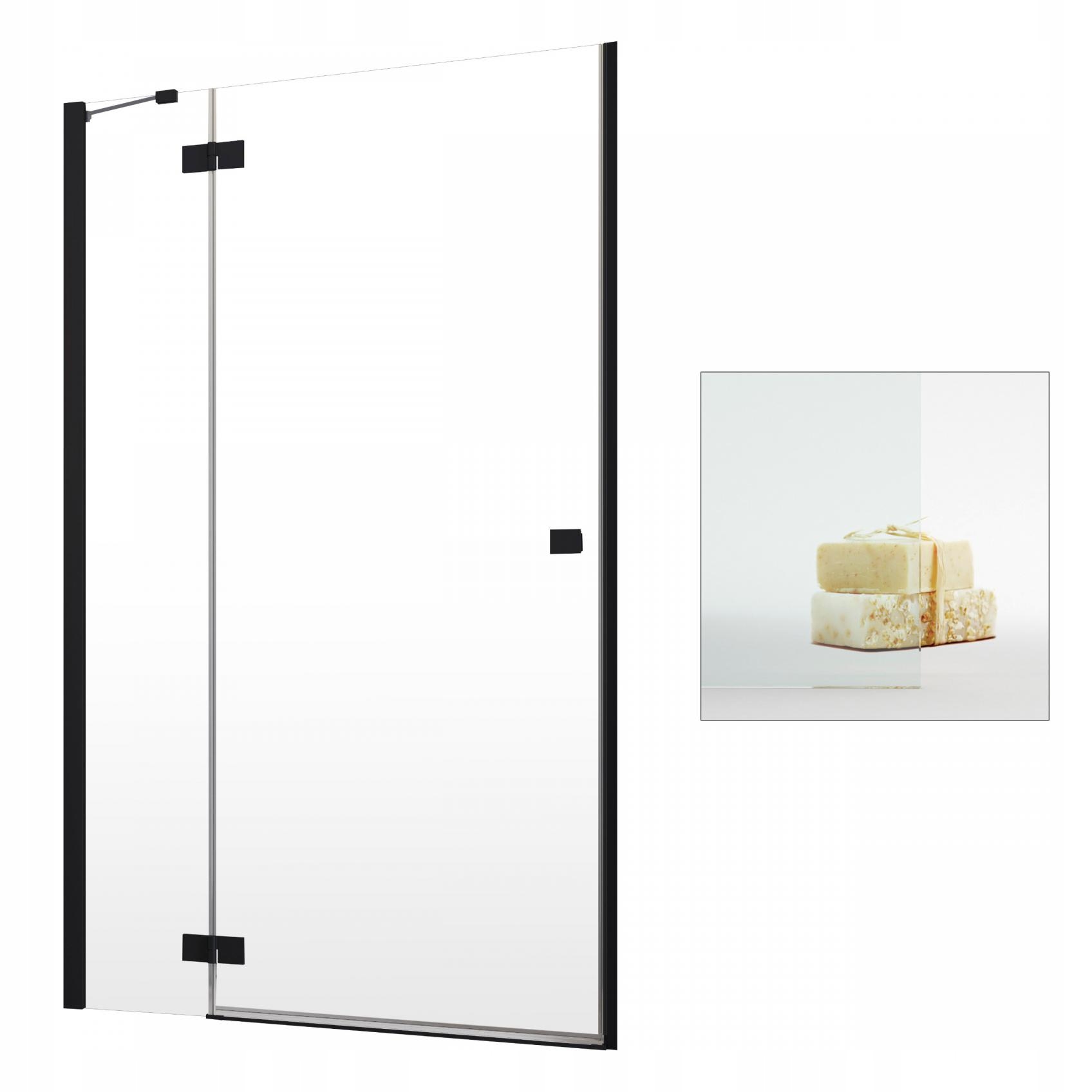 Sprchové dvere - RADAWAY Essenza Black DWJ 80 L priehľadné dvere