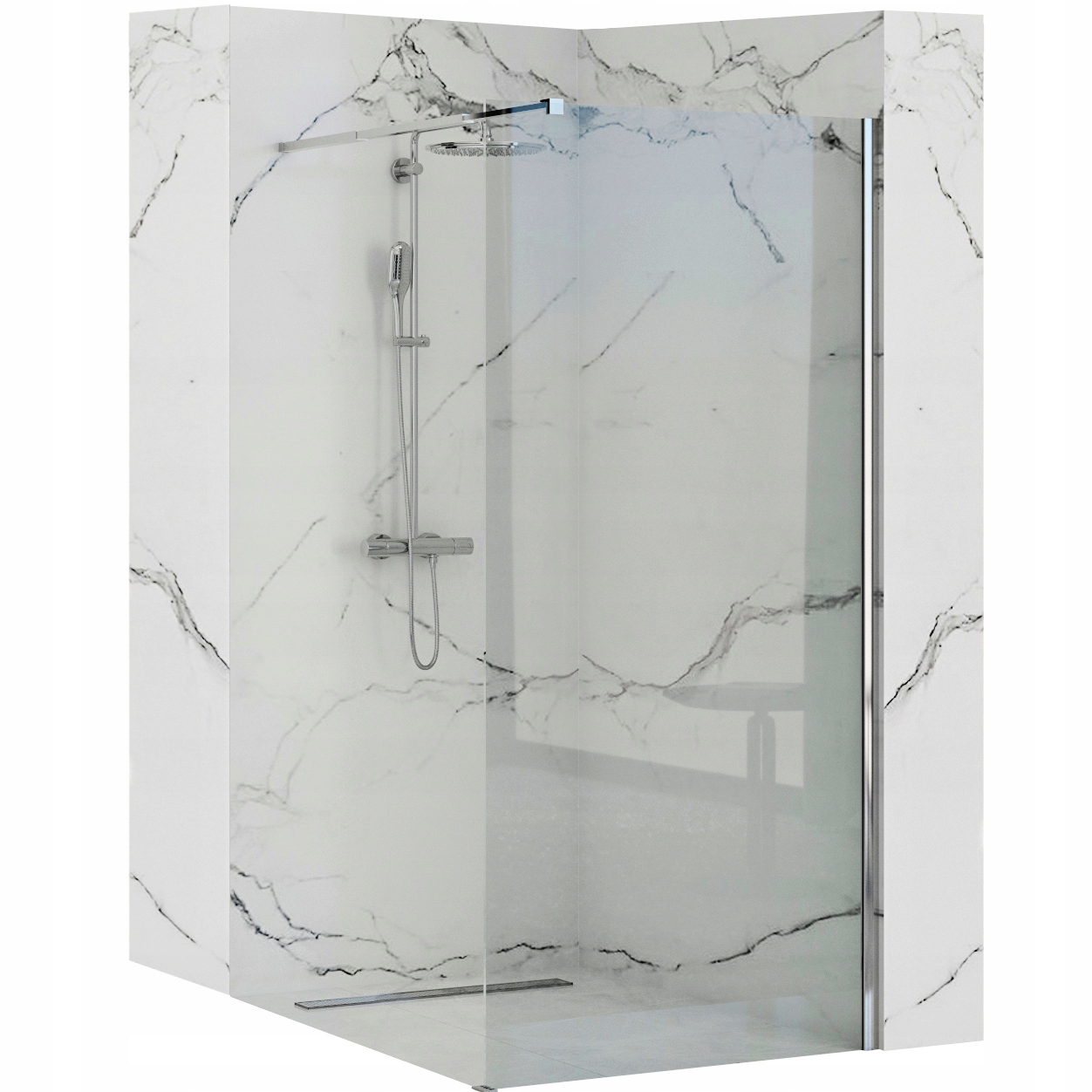 Sprchové dvere - Sprchový kút, nástenný chodník, Flexi, 120 cm rea