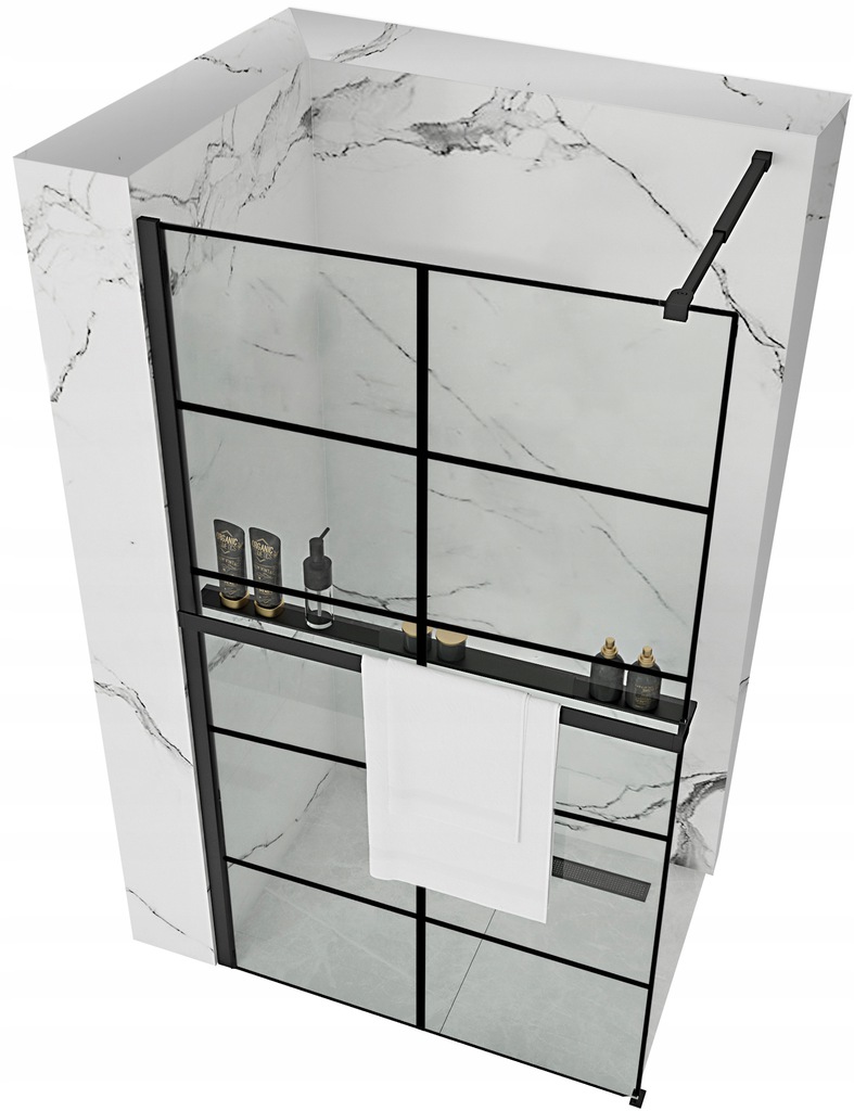 Sprchové dvere - ČIERNA SPRCHOVÁ STENA 8MM BLER-1 90 CM REA