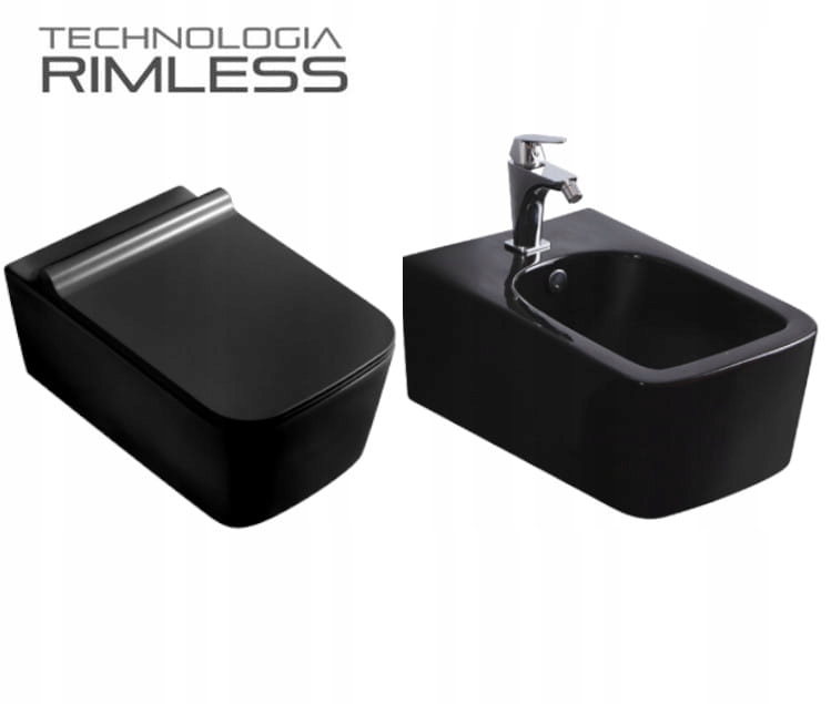 WC MISA - ČIERNA SADA: RIMLESS TOALETNÁ MASKA + BIDET + SEDADLO