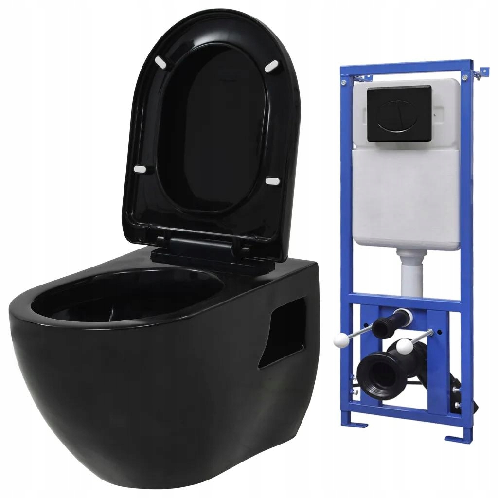 WC MISA - Čierne závesné WC so skrytou nádržkou