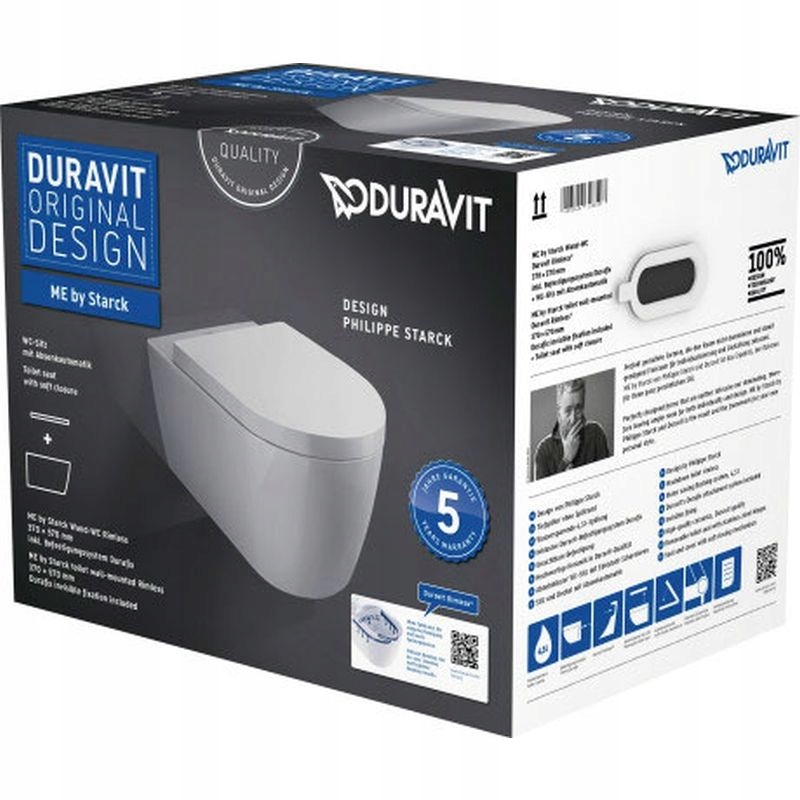 WC MISA - Závesná WC misa s sedadlom DURAVIT ME BY STARCK